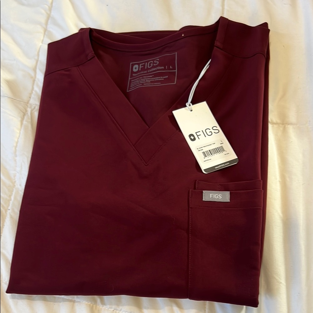 Figs Burgundy Scrub Top